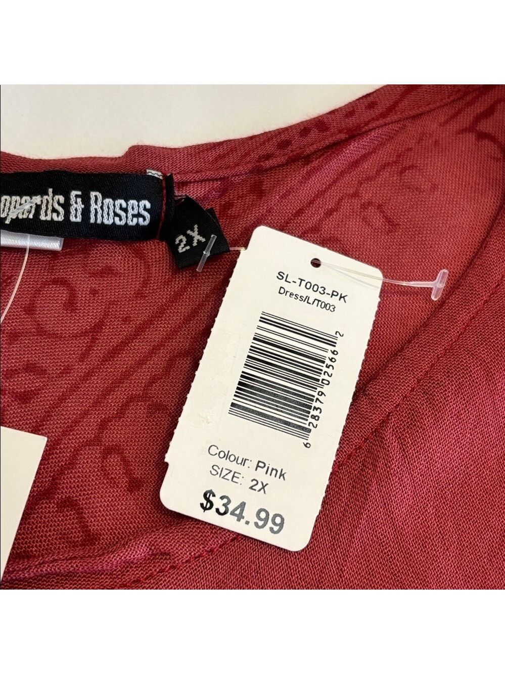 LEOPARDS AND ROSES tunic dress sleeveless lightweight rayon burgundy tribal 2X - Picture 5 of 10
